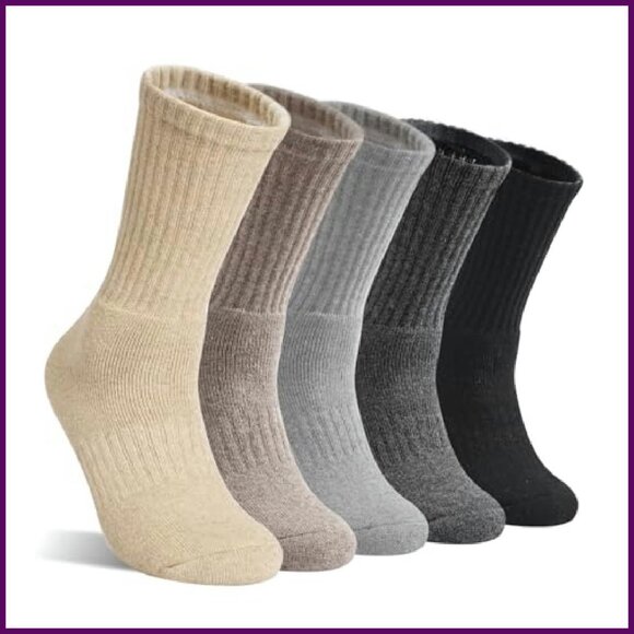 Merino Wool Hiking Socks Women's Thermal Crew 5 Pairs Warm Cushion - Picture 2 of 8